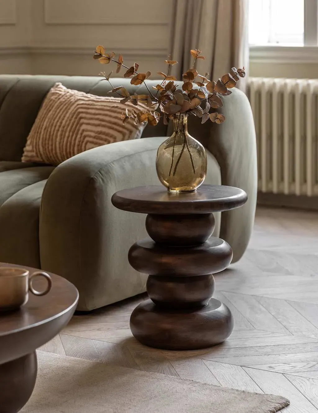 Round Side Table Sculptural - Dark Brown, Mango image