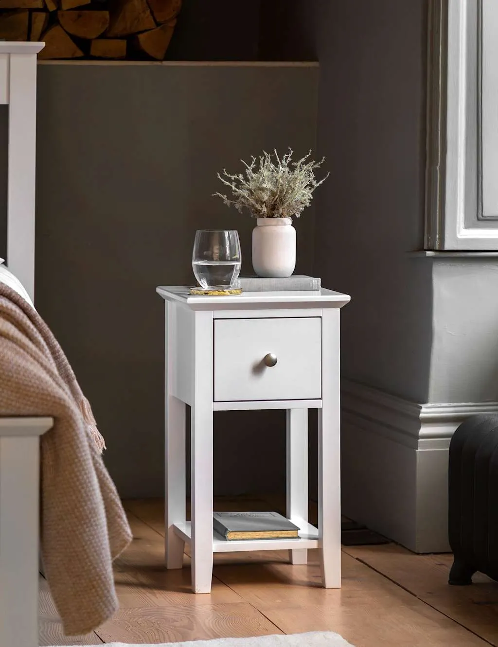 Set of 2 Slim Bedside Tables - Soft White, Wood image