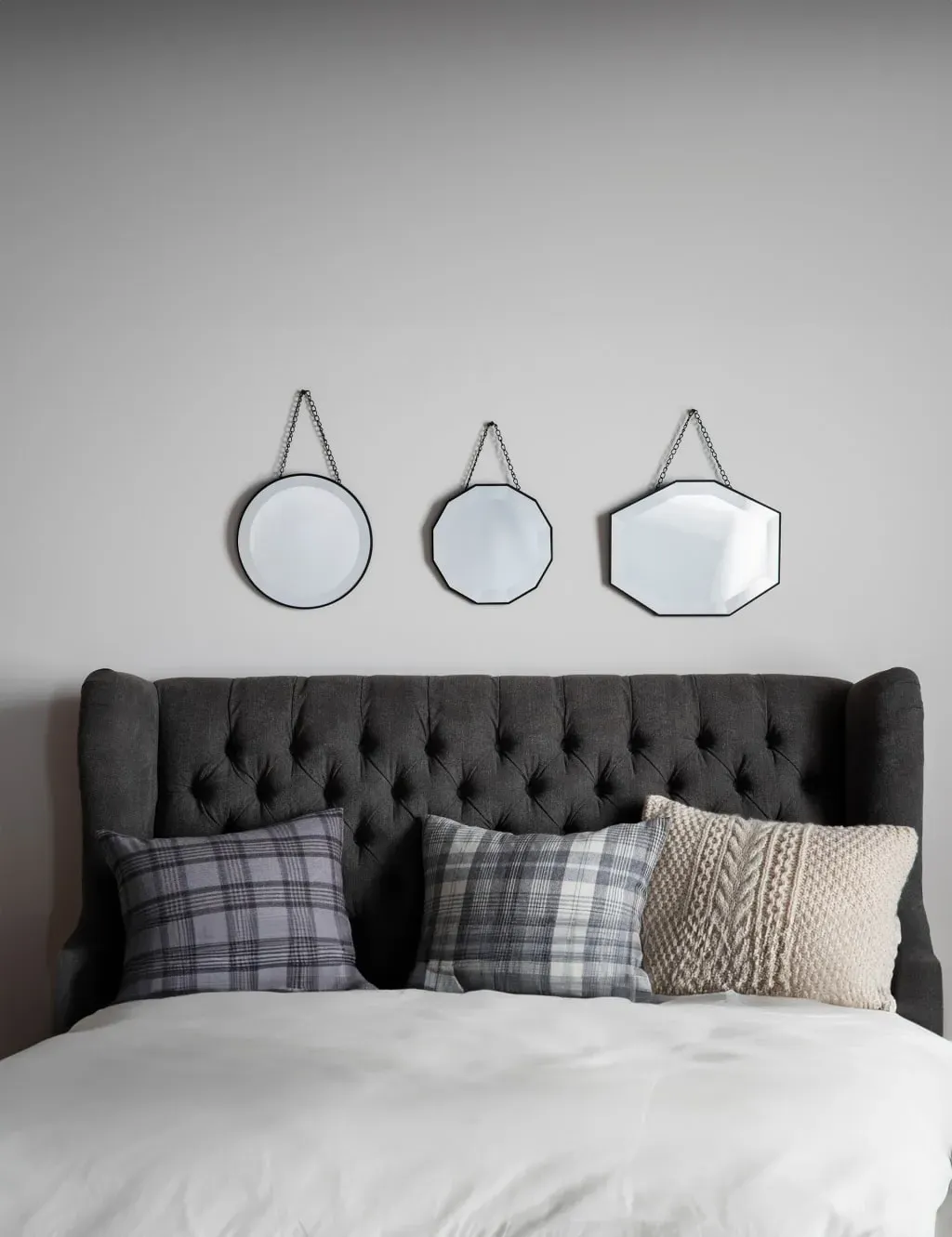 Set of 3 Hanging Wall Mirrors - Silver image