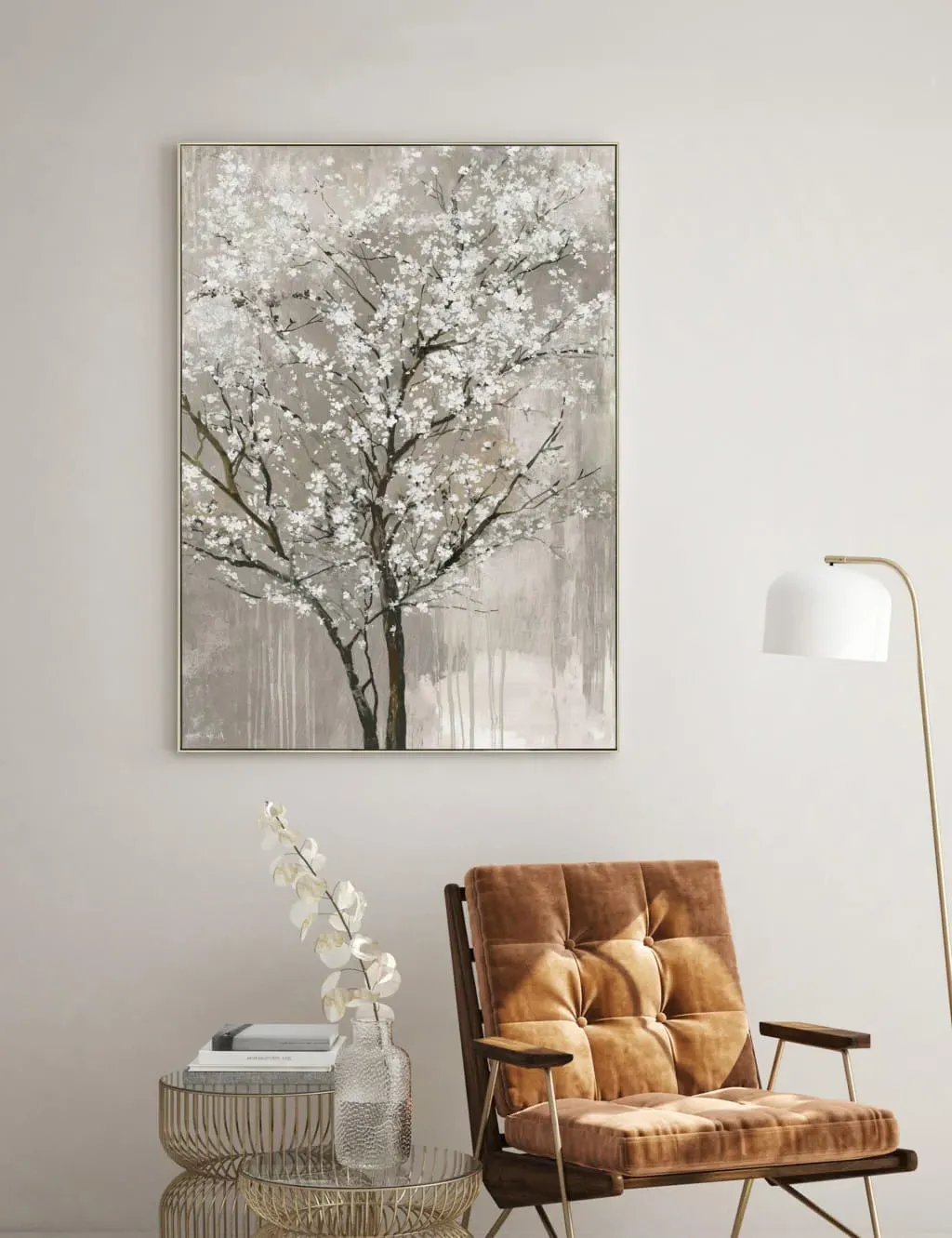 Square Framed Art Blossom Breeze - Gold