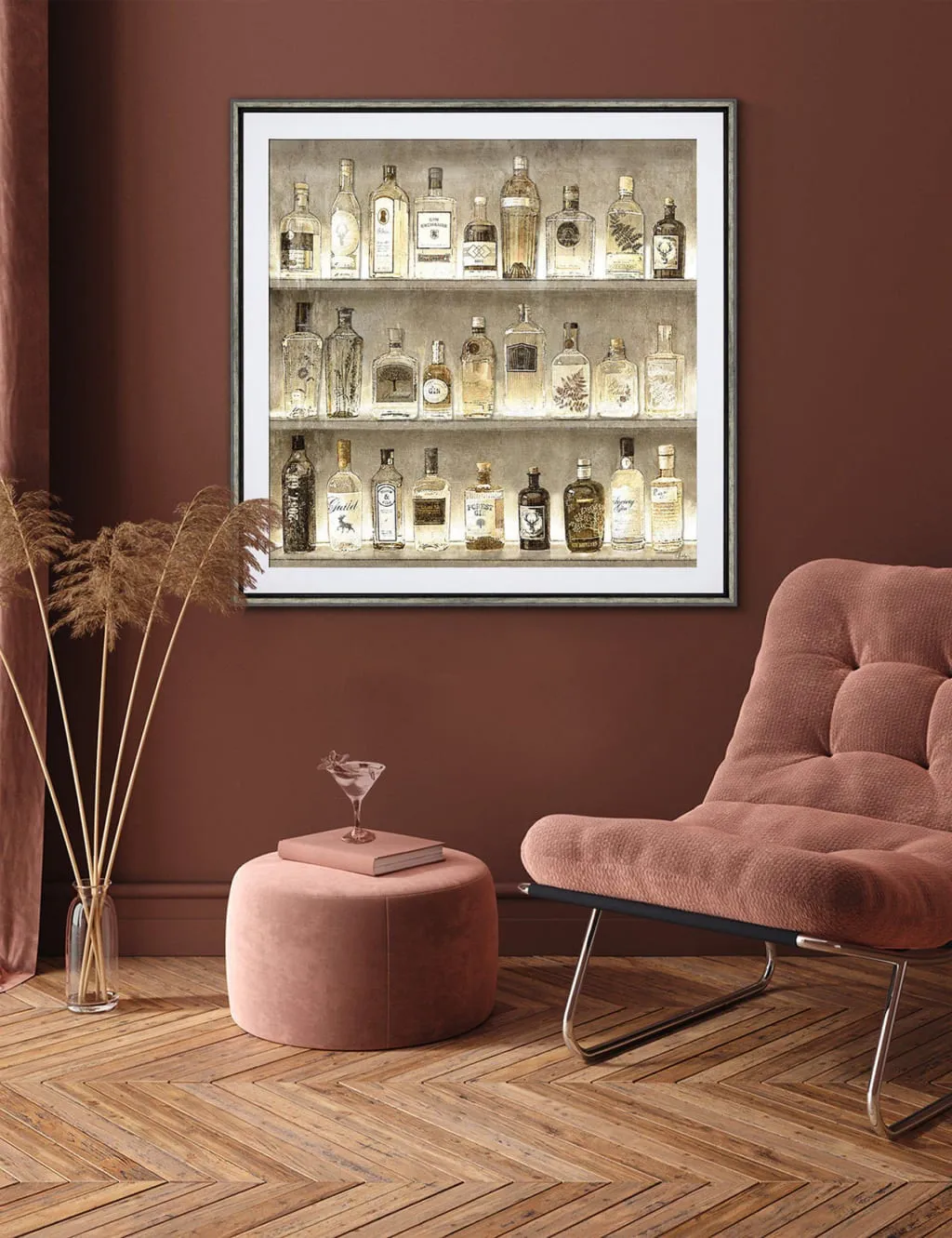 Square Framed Art The Connoisseur - Gold