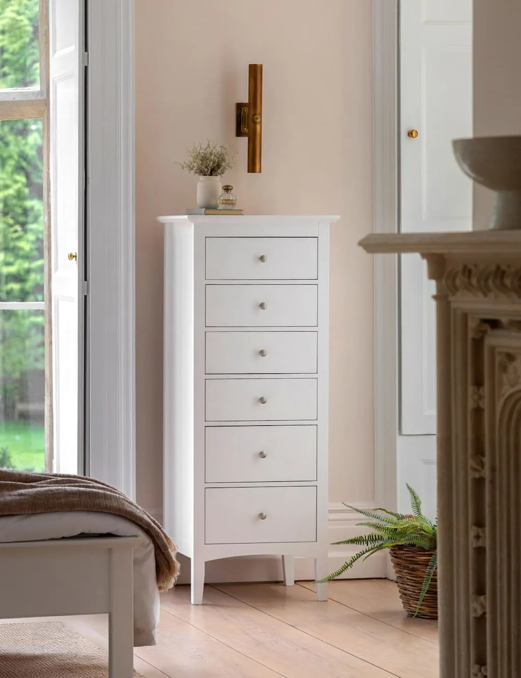 Tall 6 Drawer Chest - Soft White, Wood