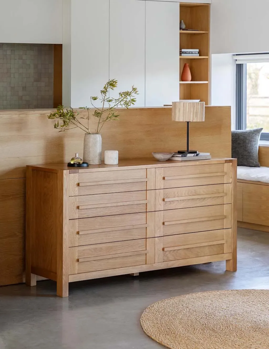 Wide 8-Drawer Chest with Soft Close - Oak image