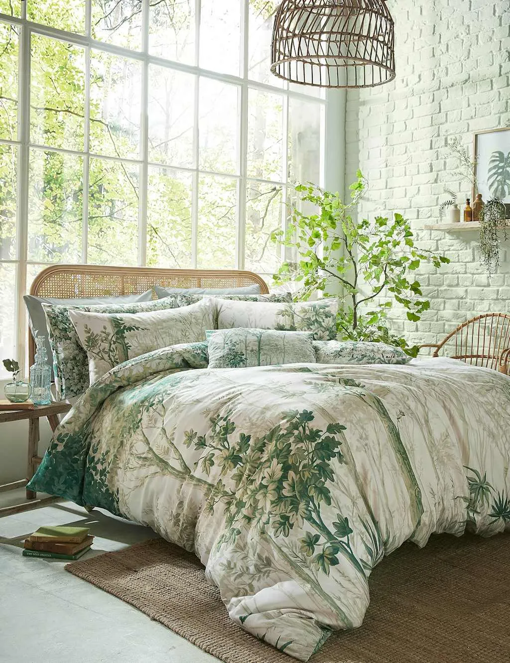 Double Bedding Set Forest Print - Green, Cotton image