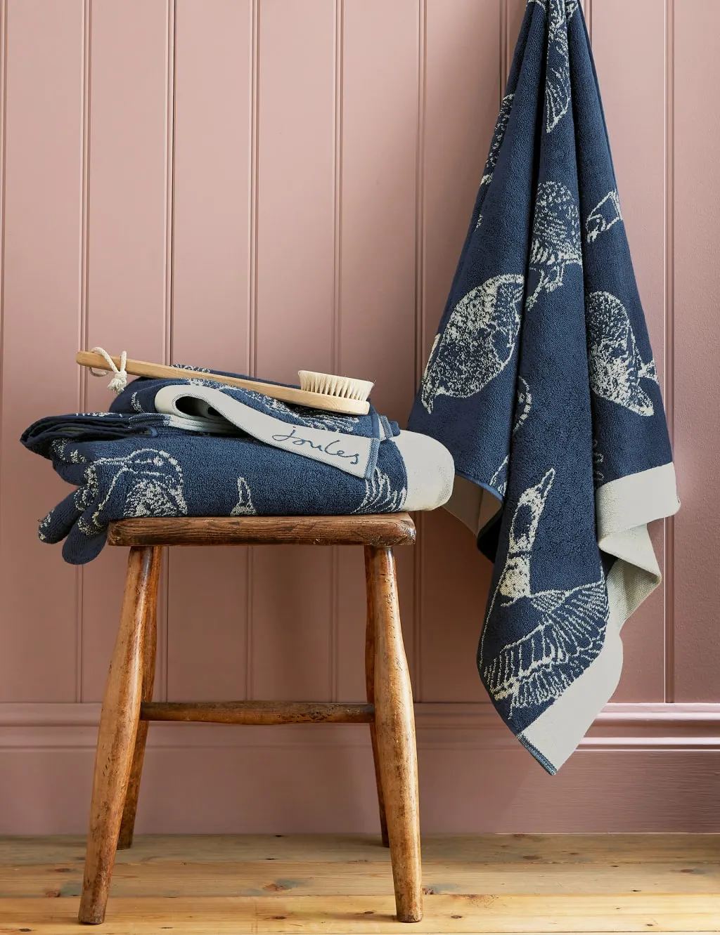 Hand Towel Wild Fowl Design - Royal Blue, Cotton image