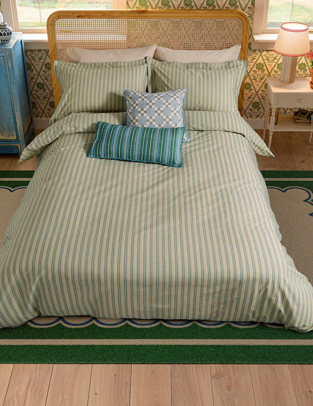 Single Bedding Set Ticking Stripe - Blue, Cotton image
