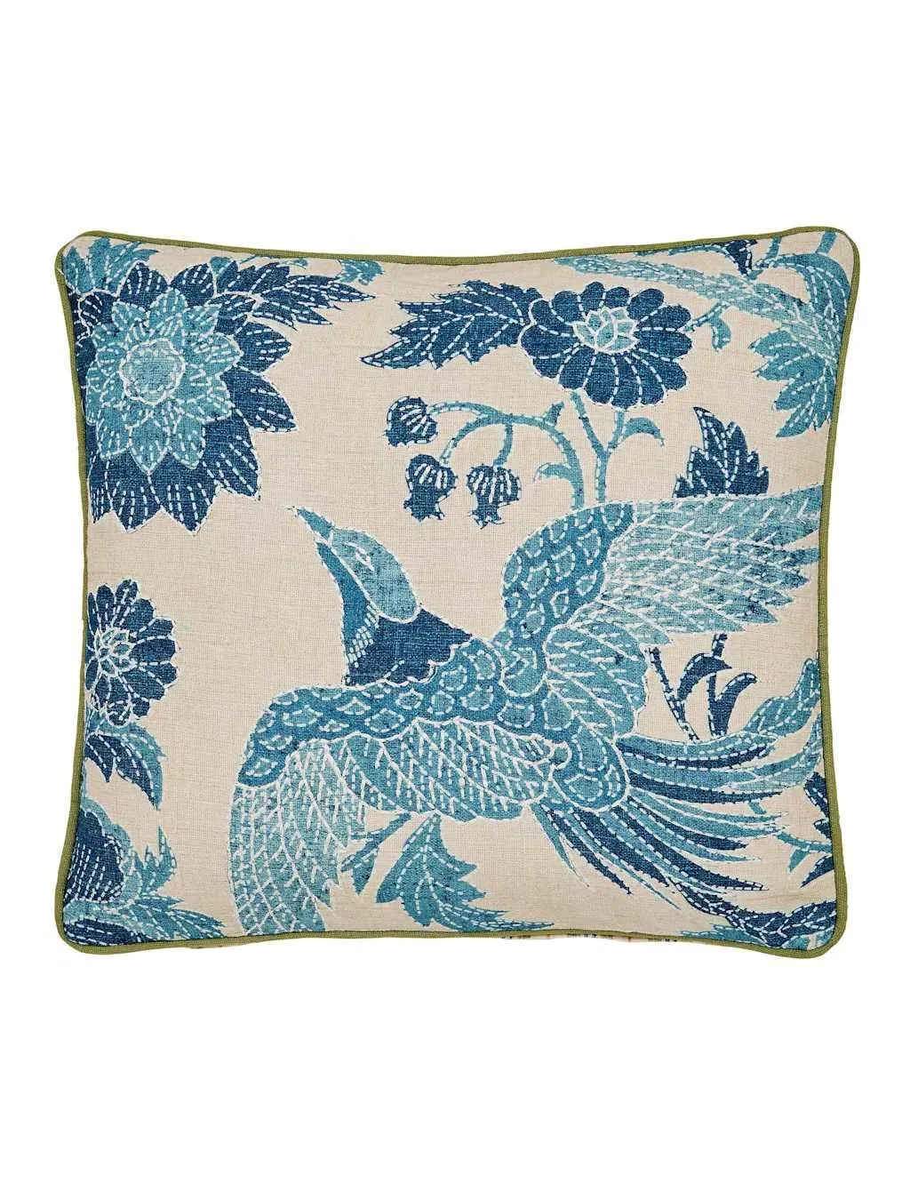 Square Cushion with Bird Print - Blue Mix image