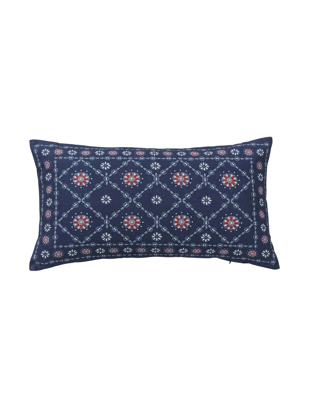 Square Cushion with Embroidery - Blue Mix, Cotton image