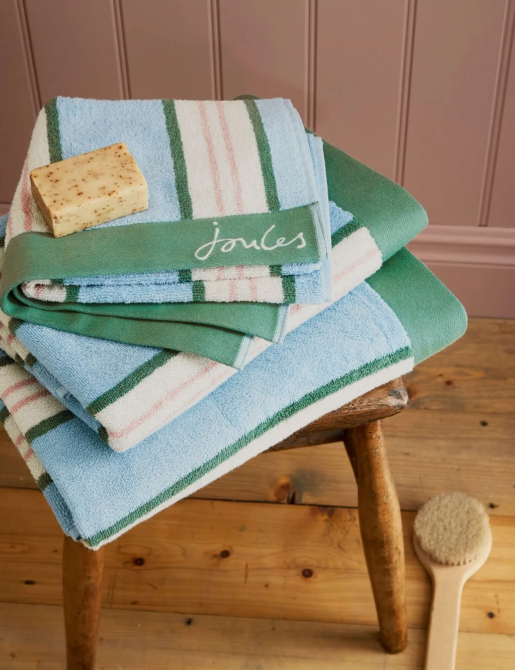 Striped Cotton Towel - Blue, Terry Fabric image