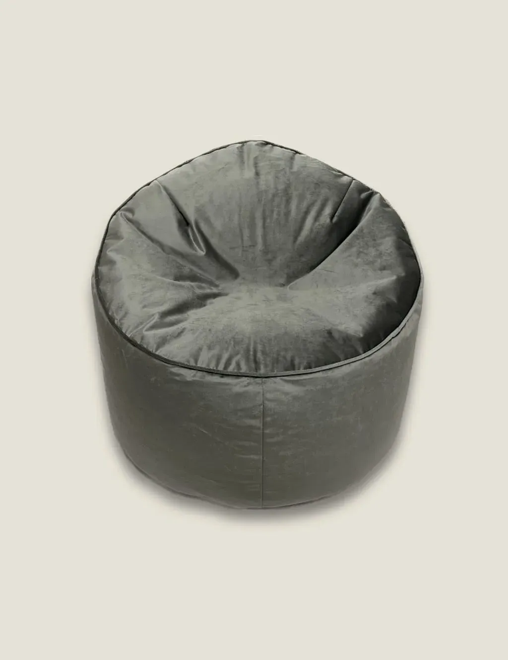 Round Beanbag Chair - Grey, Velvet image