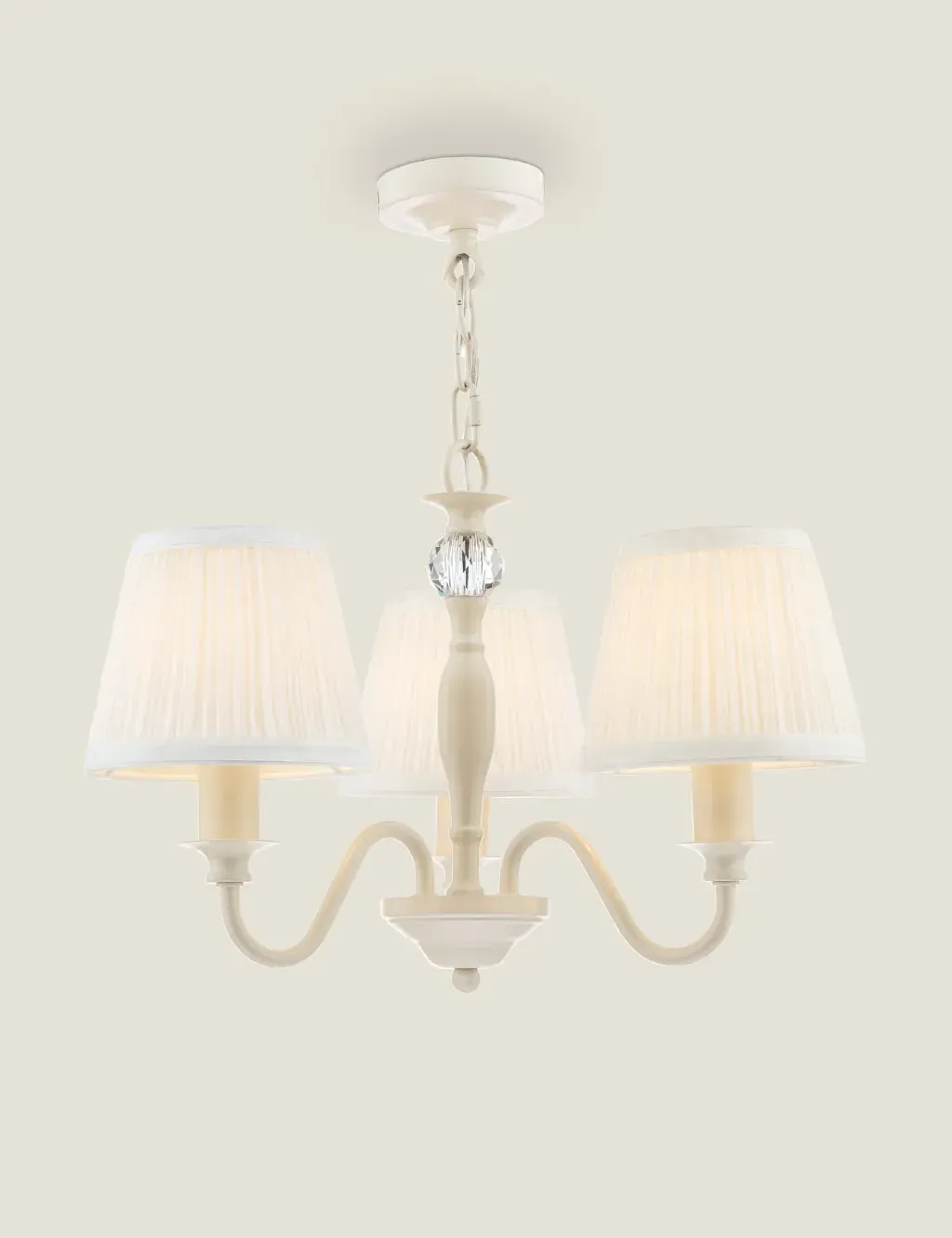 3-Arm Pendant Light with Shades - Cream, Fabric image
