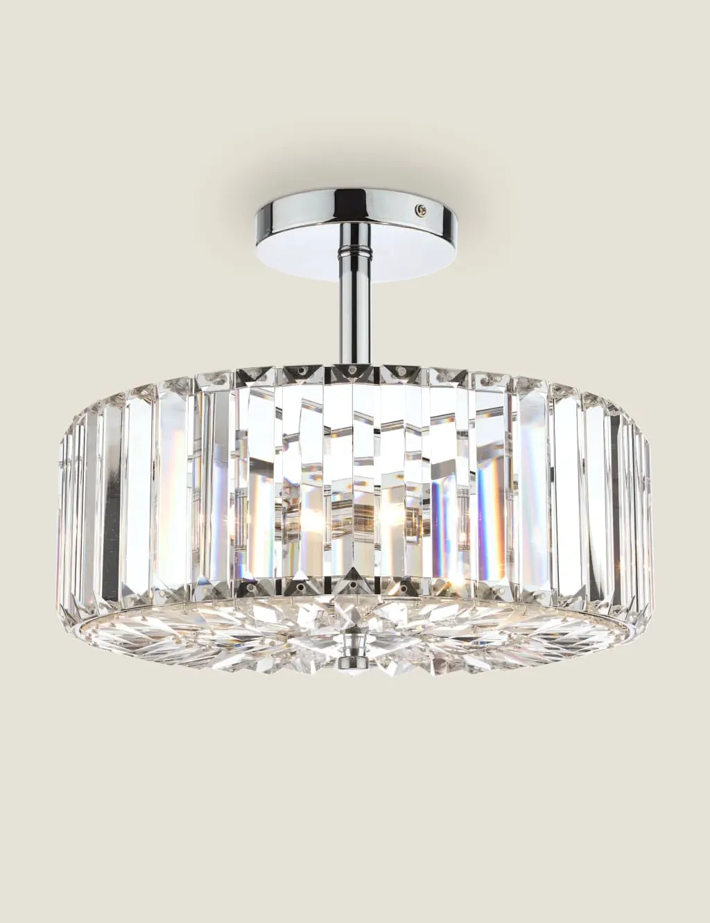 3-Light Ceiling Light with Crystal - Silver image