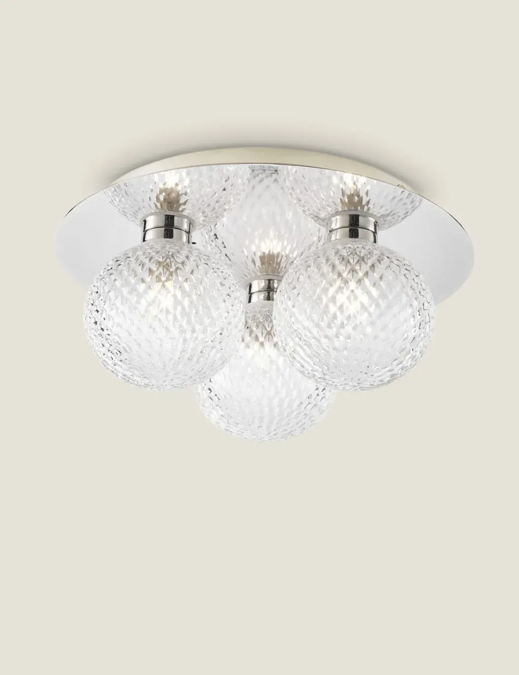 3-Light Flush Ceiling Light - Silver, Glass image