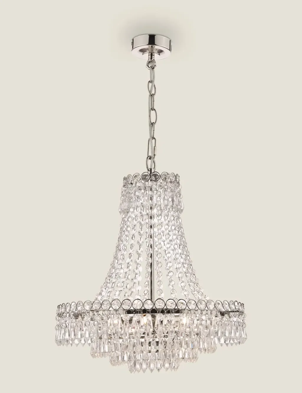 Enid Chandelier with Crystal Droplets - Silver