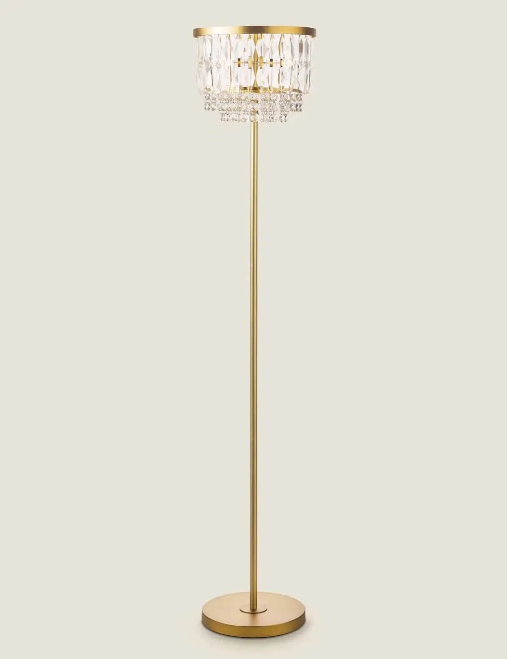 Faceted Glass Floor Lamp - Antique Brass