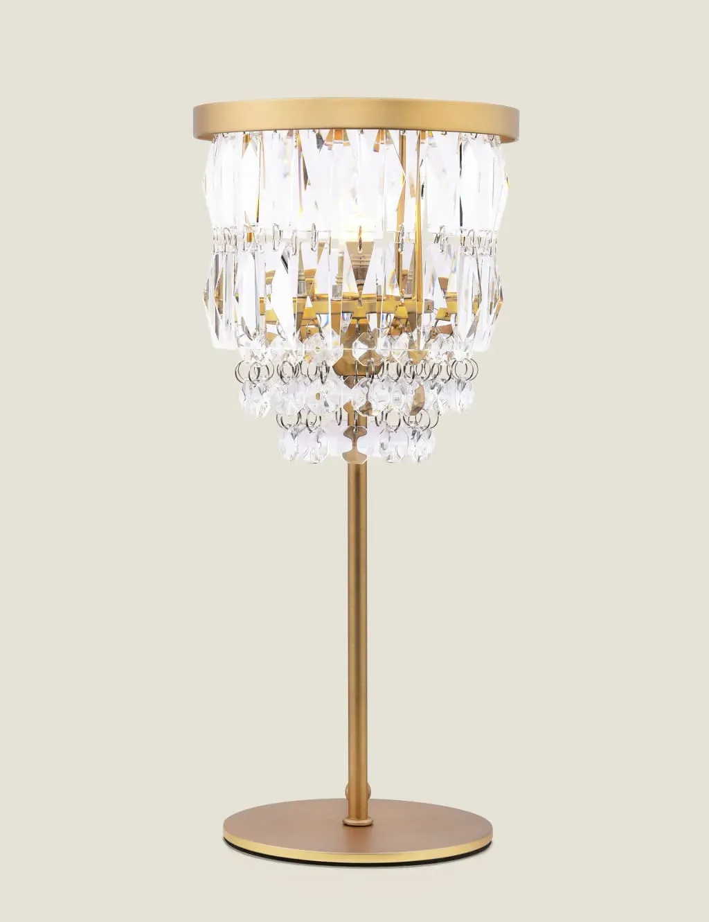 Faceted Glass Table Lamp - Antique Brass image