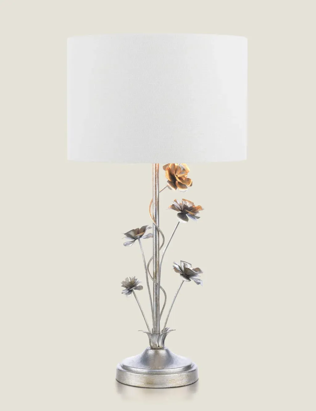 Floral Metal Table Lamp - Silver, Metal image