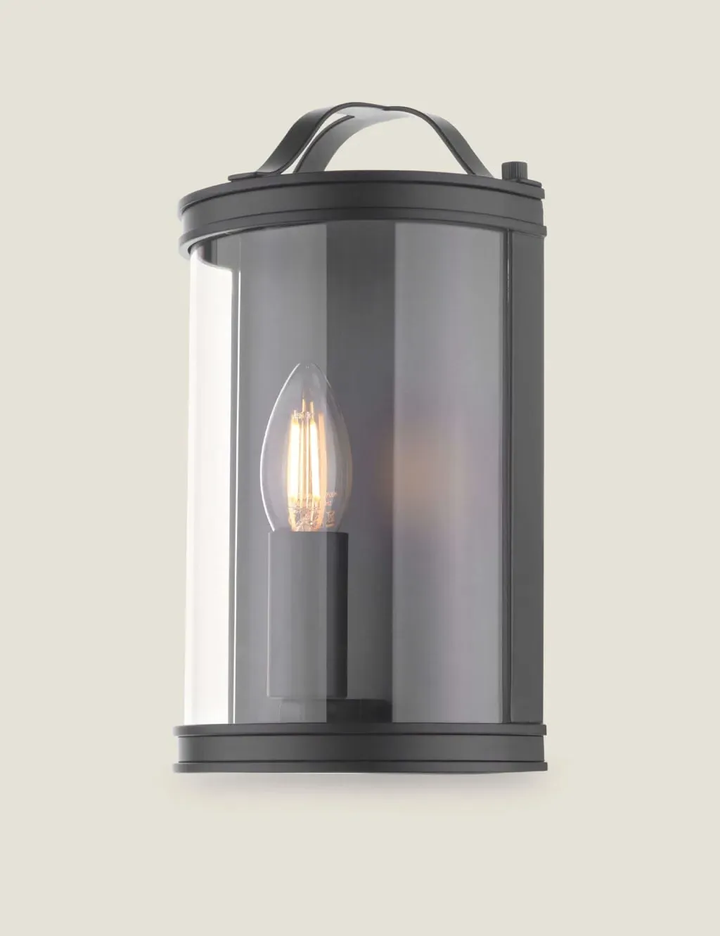 Flush Wall Light with Glass Panel - Black, Metal image