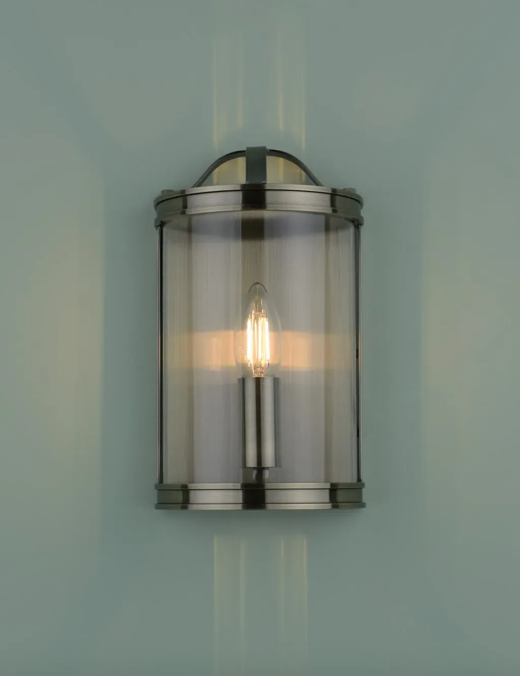 Flush Wall Light with Glass Panel - Brass, Metal