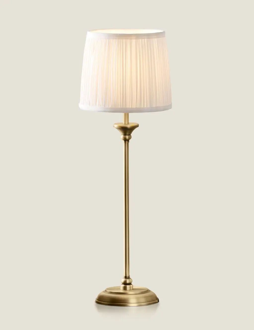 Metal Table Lamp with Pleated Shade - Antique Brass image