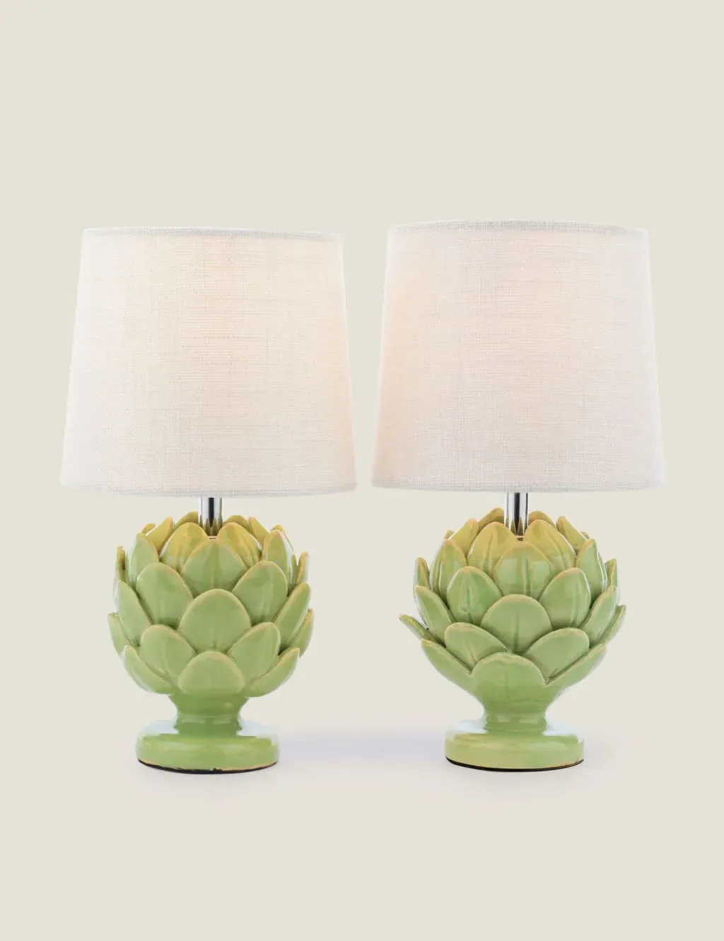 Set of 2 Artichoke Table Lamps - Green, Ceramic