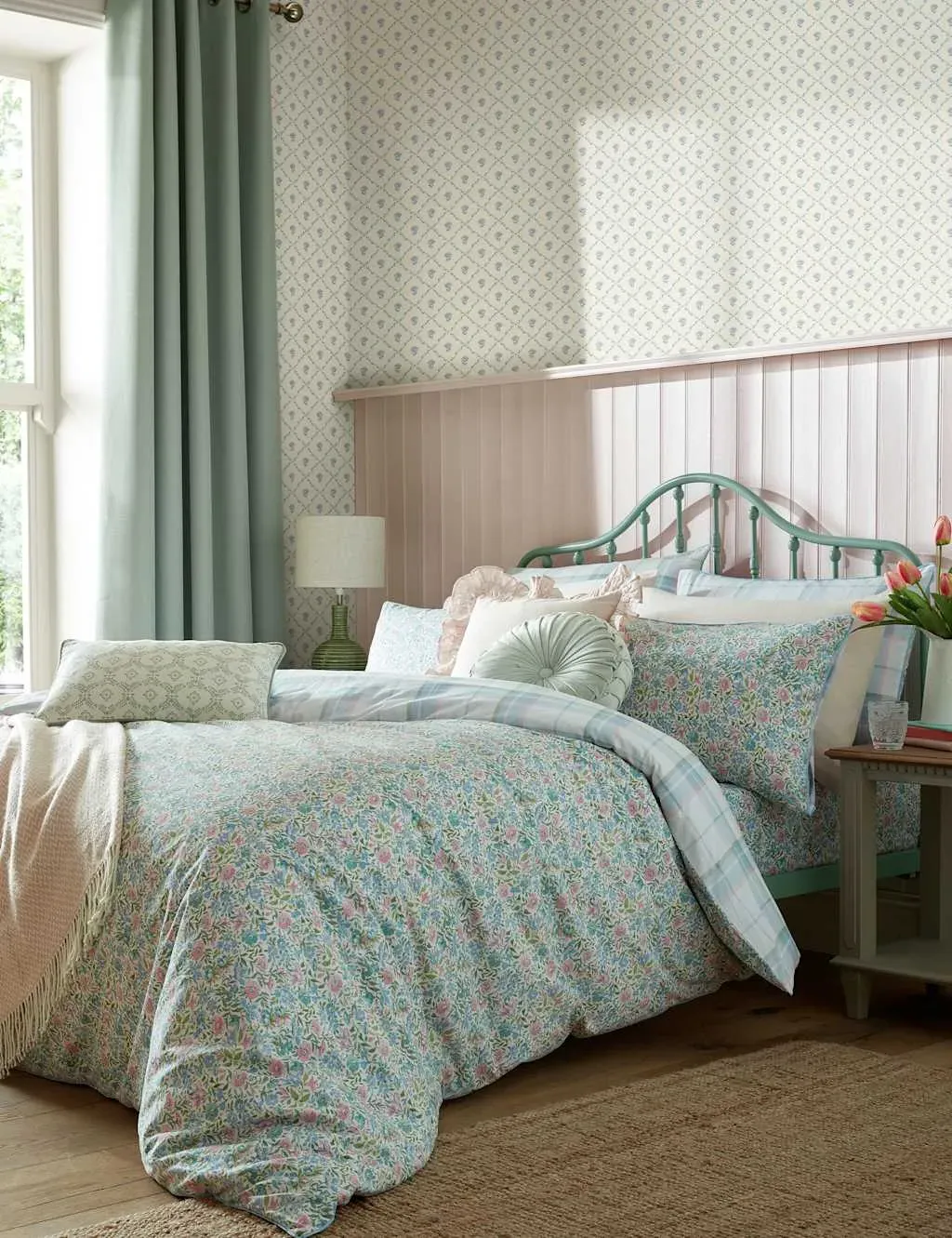 Single Bedding Set Reversible - Blue, Cotton image
