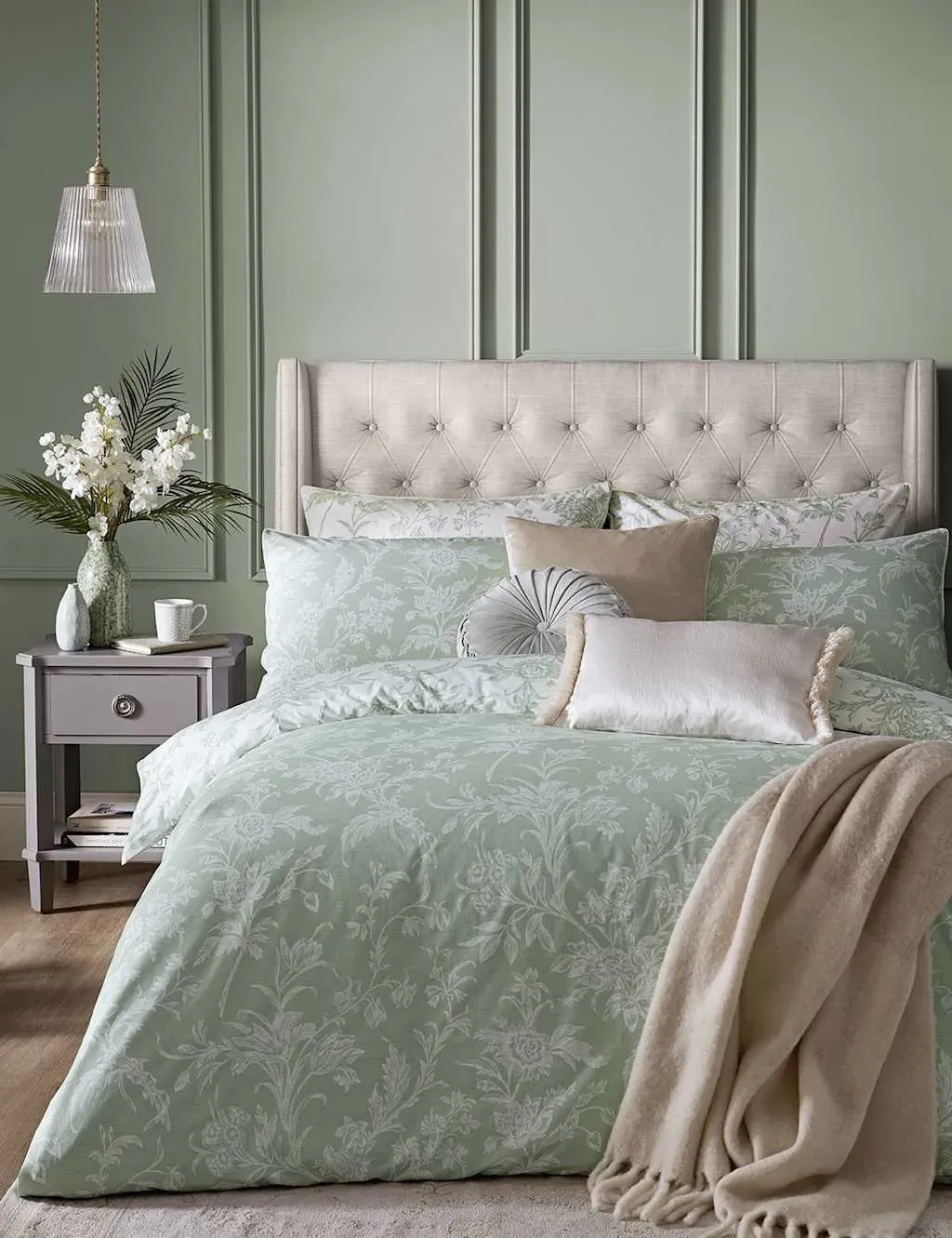 Single Bedding Set Reversible - Light Green, Cotton image