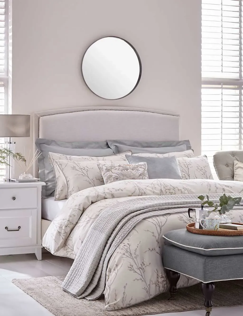 Super King Bedding Set Reversible - Grey, Cotton