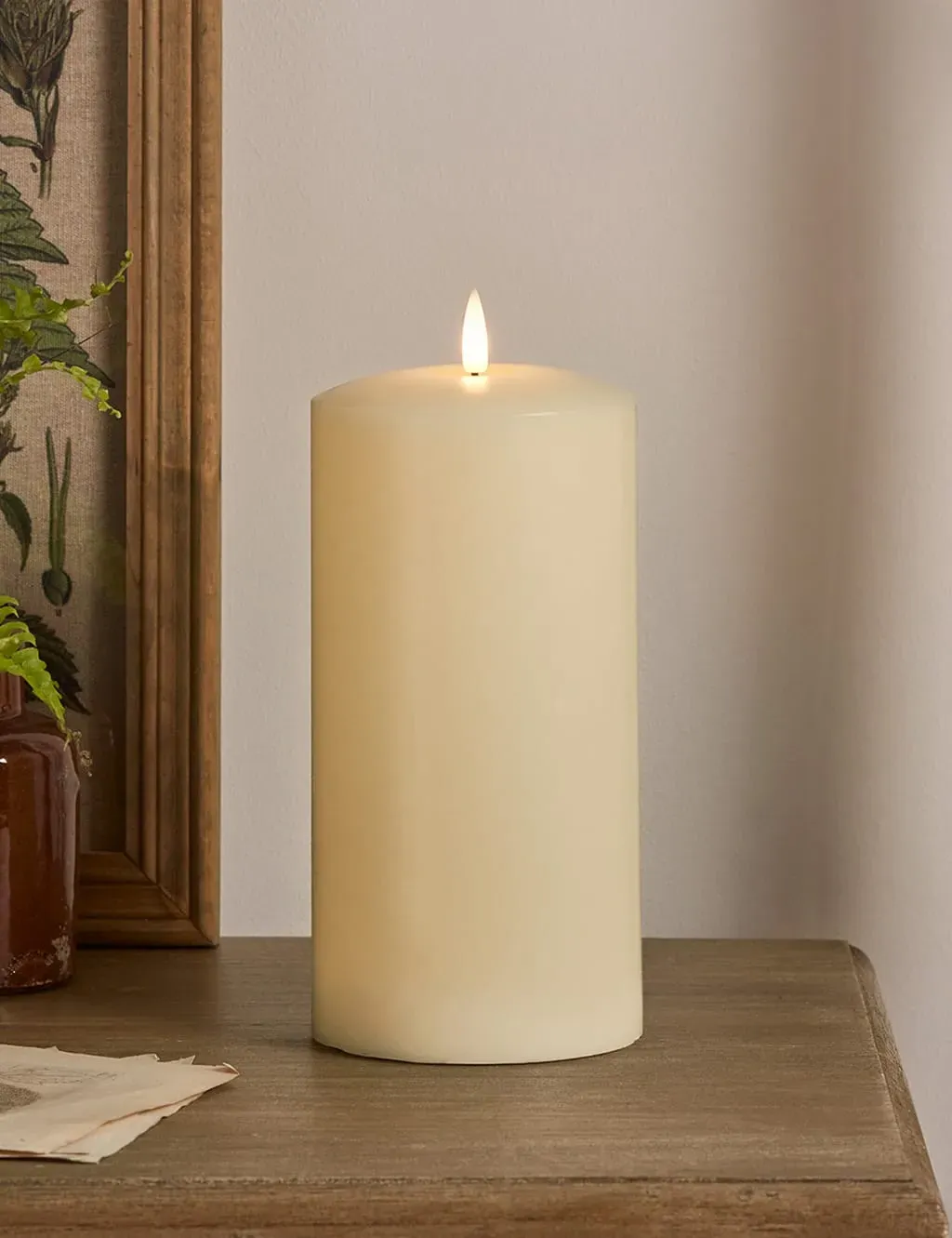 Chapel LED Candle with Timer - Ivory, Wax image