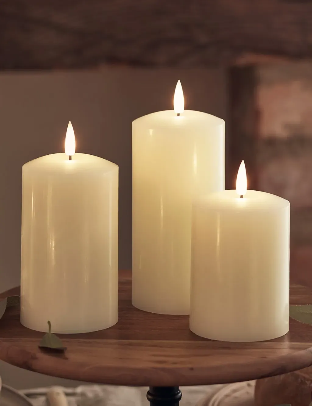 Rechargeable Pillar LED Candle - Ivory, Wax image