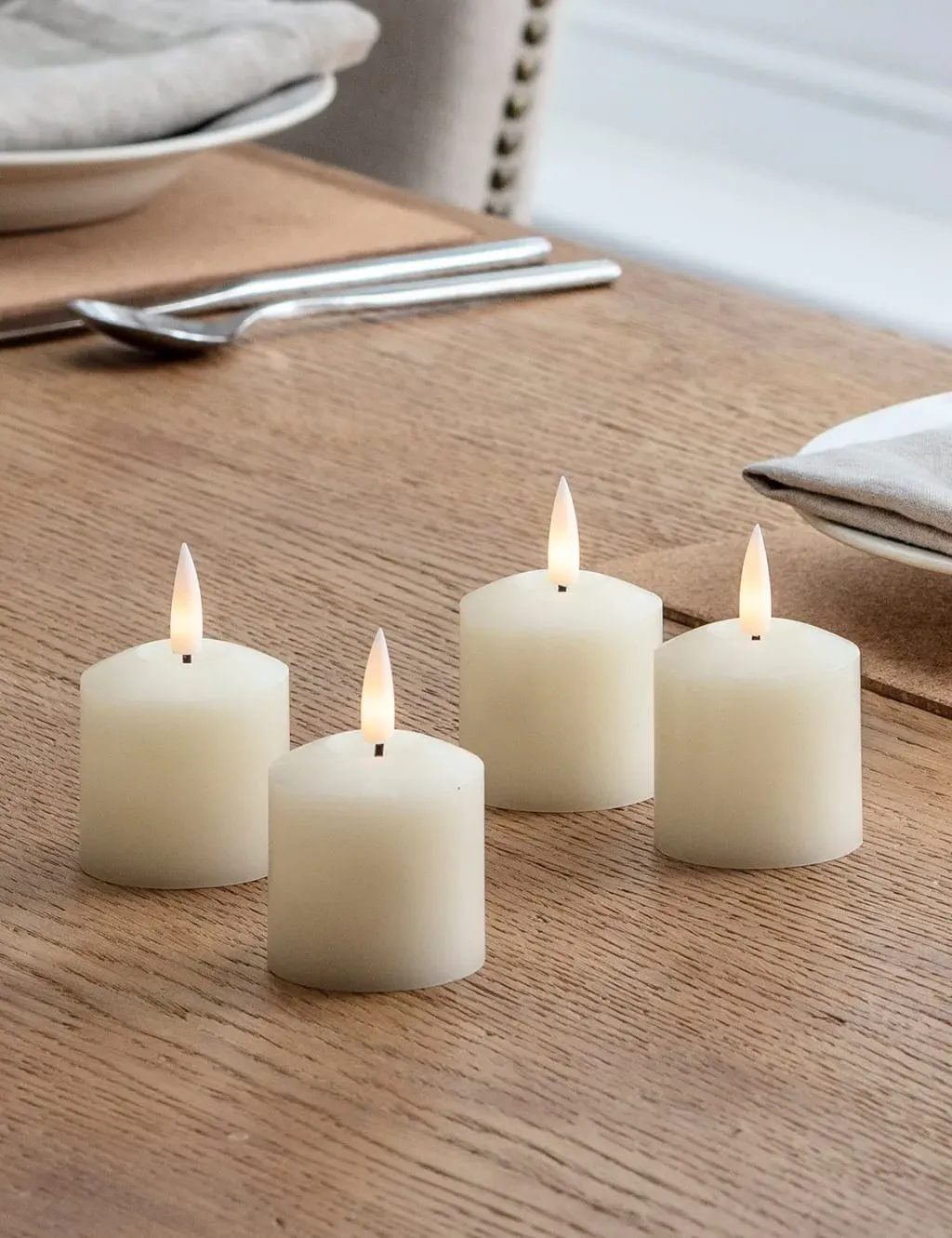 Set of 4 Votive LED Candles - Ivory, Wax image