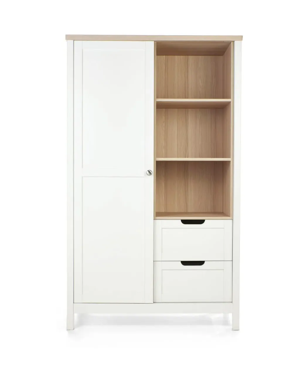 2-Door Wardrobe with Drawers - White, Pine
