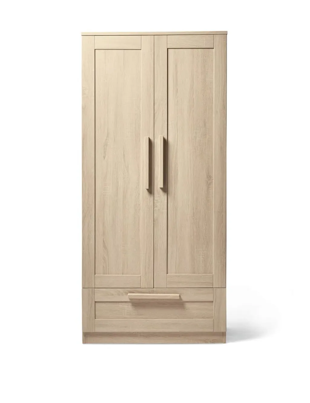 2-Door Wardrobe with Rails - Brown, Wood