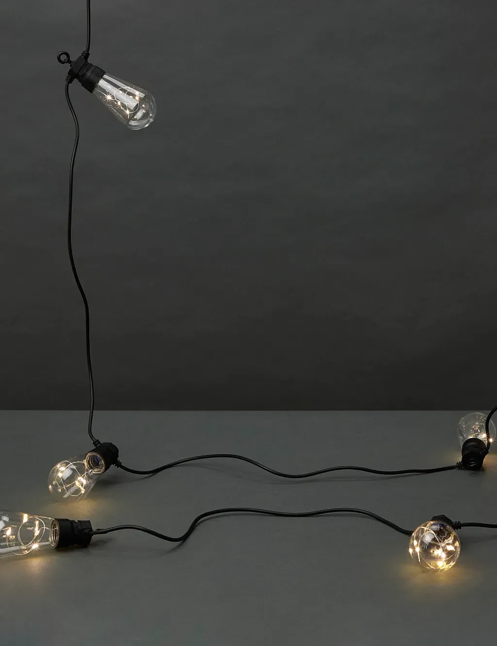 10-Light LED Solar Festoon Lights - Black image