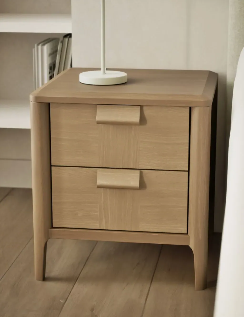 2 Drawer Bedside Table - Oak, Oak Veneer image