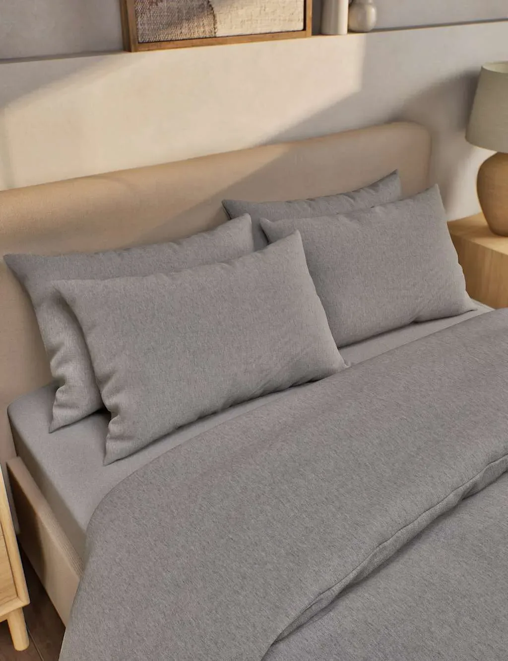 2 Pack Brushed Cotton Pillowcases - Grey Marl