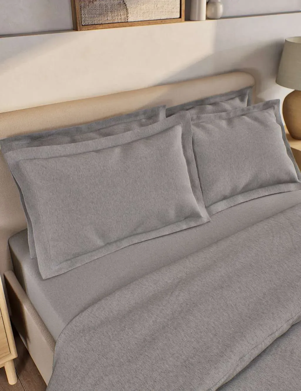 2 Pack Oxford Pillowcases - Grey Marl, Cotton image