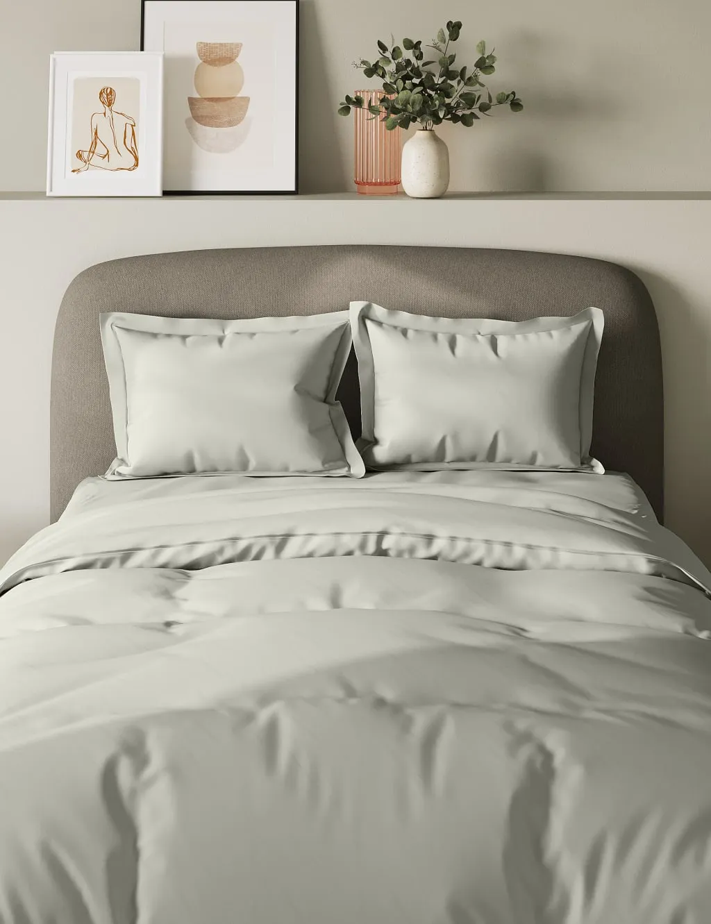 2 Pack Oxford Pillowcases - Light Grey, Cotton