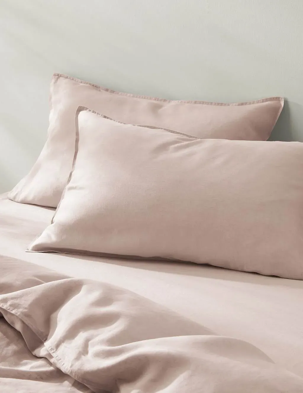2 Pack Pure Linen Pillowcases - Soft Pink, Linen