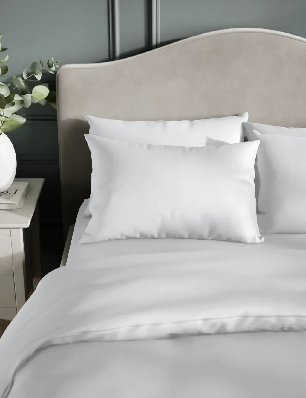 2 Pack Sateen Pillowcases - White, Cotton