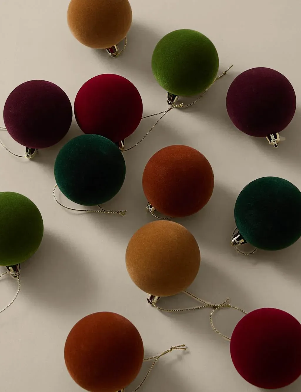 24pk Flocked Baubles Shatterproof - Burgundy Mix image