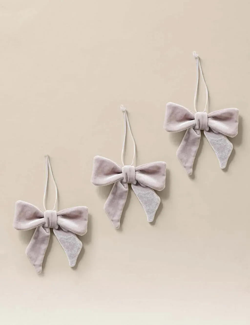 3-Pack Hanging Bow Decorations - Silver, Velvet image
