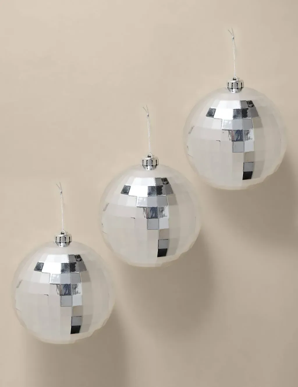 3-Pack Hanging Disco Ball Decorations - Silver image