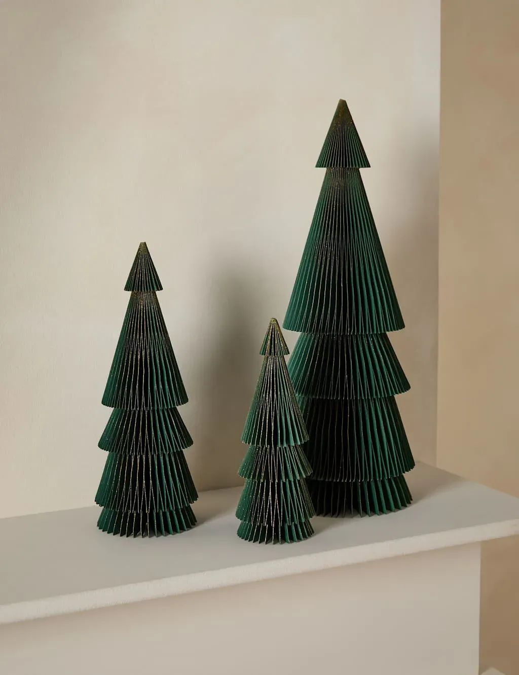 3-Pack Paper Tree Decorations - Green image