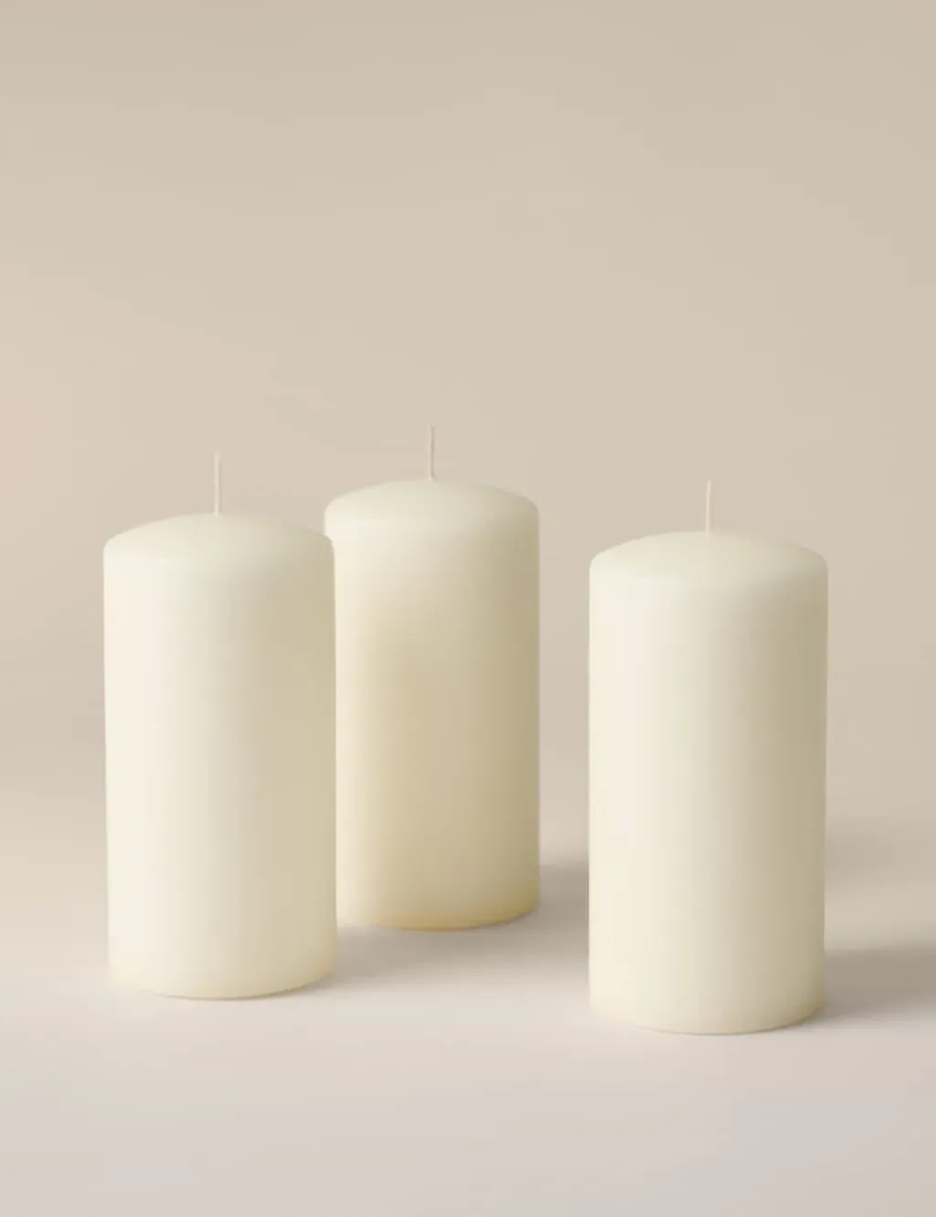3-Piece Pillar Candle Set - White, Unscented Wax image