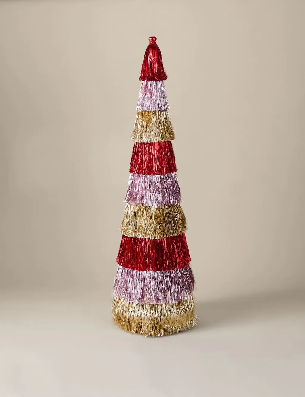 3ft Striped Tinsel Tree Decoration - Multi