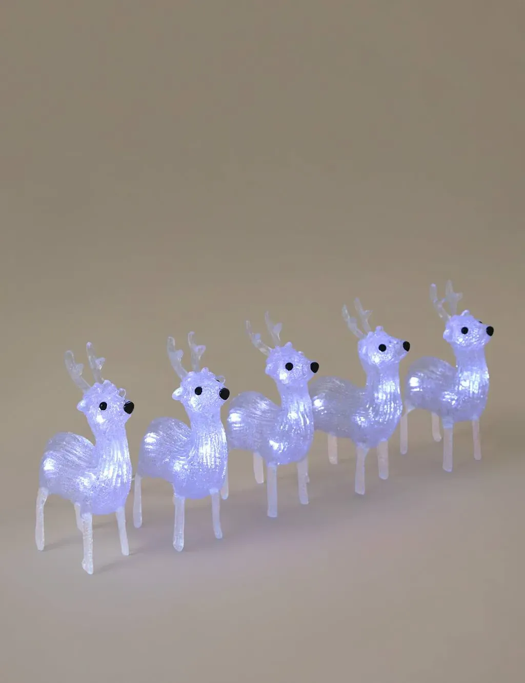 5-Piece Light Up Reindeer Decorations - White