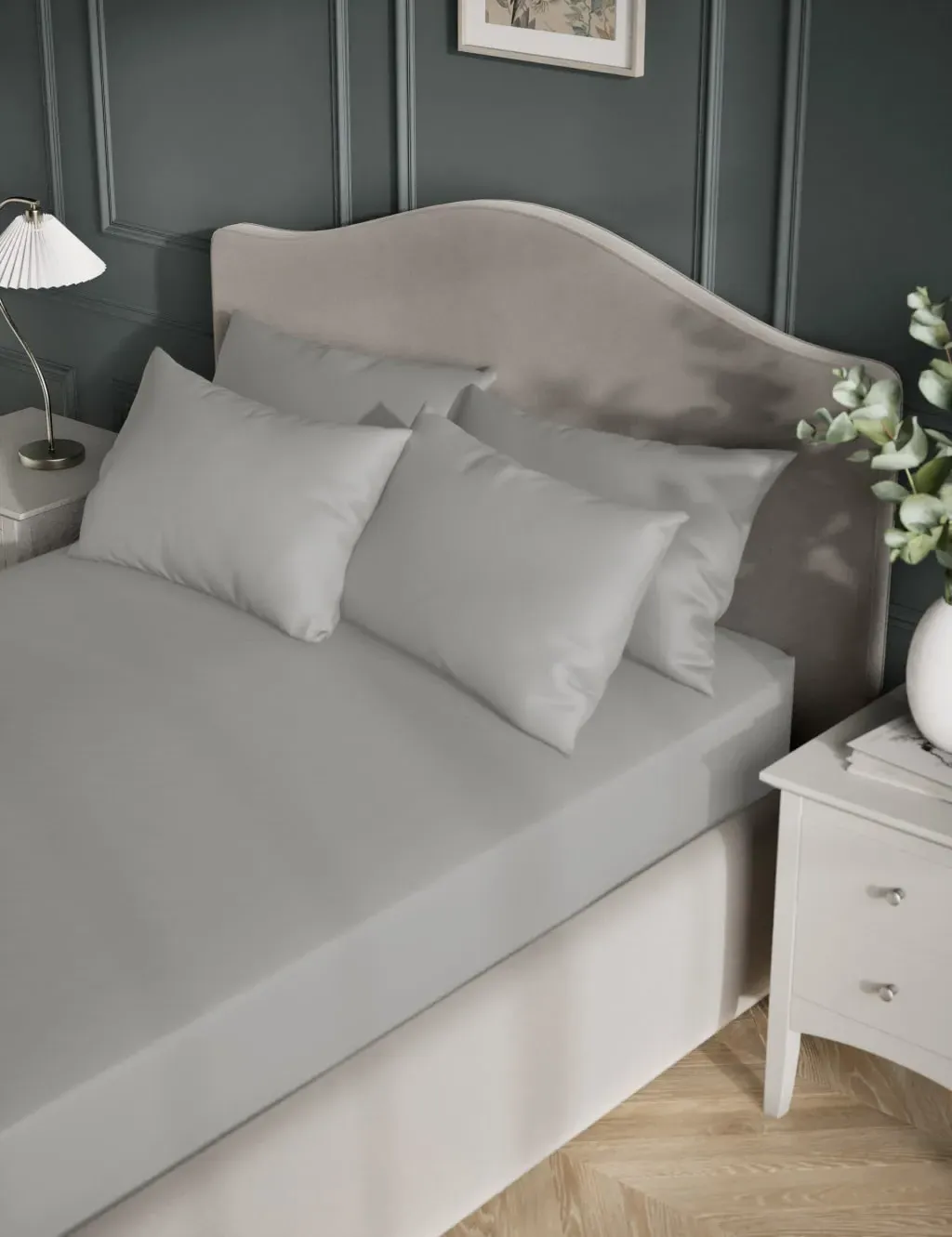 5FT Extra Deep Fitted Sheet - Ash Grey, Cotton