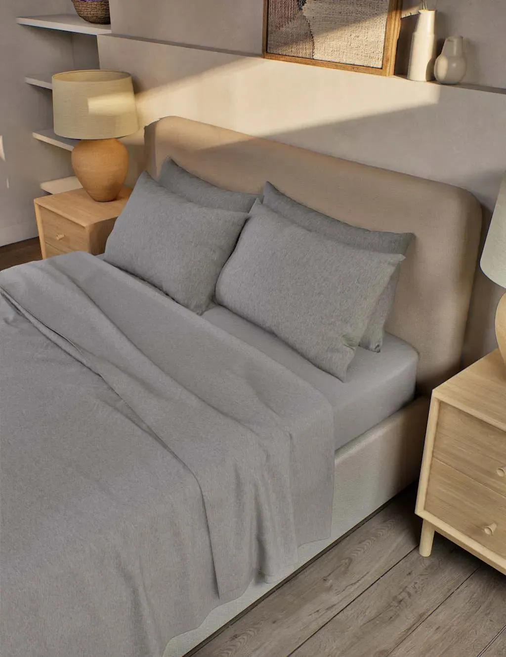 6FT Flat Sheet Thermal Tech - Grey Marl, Cotton