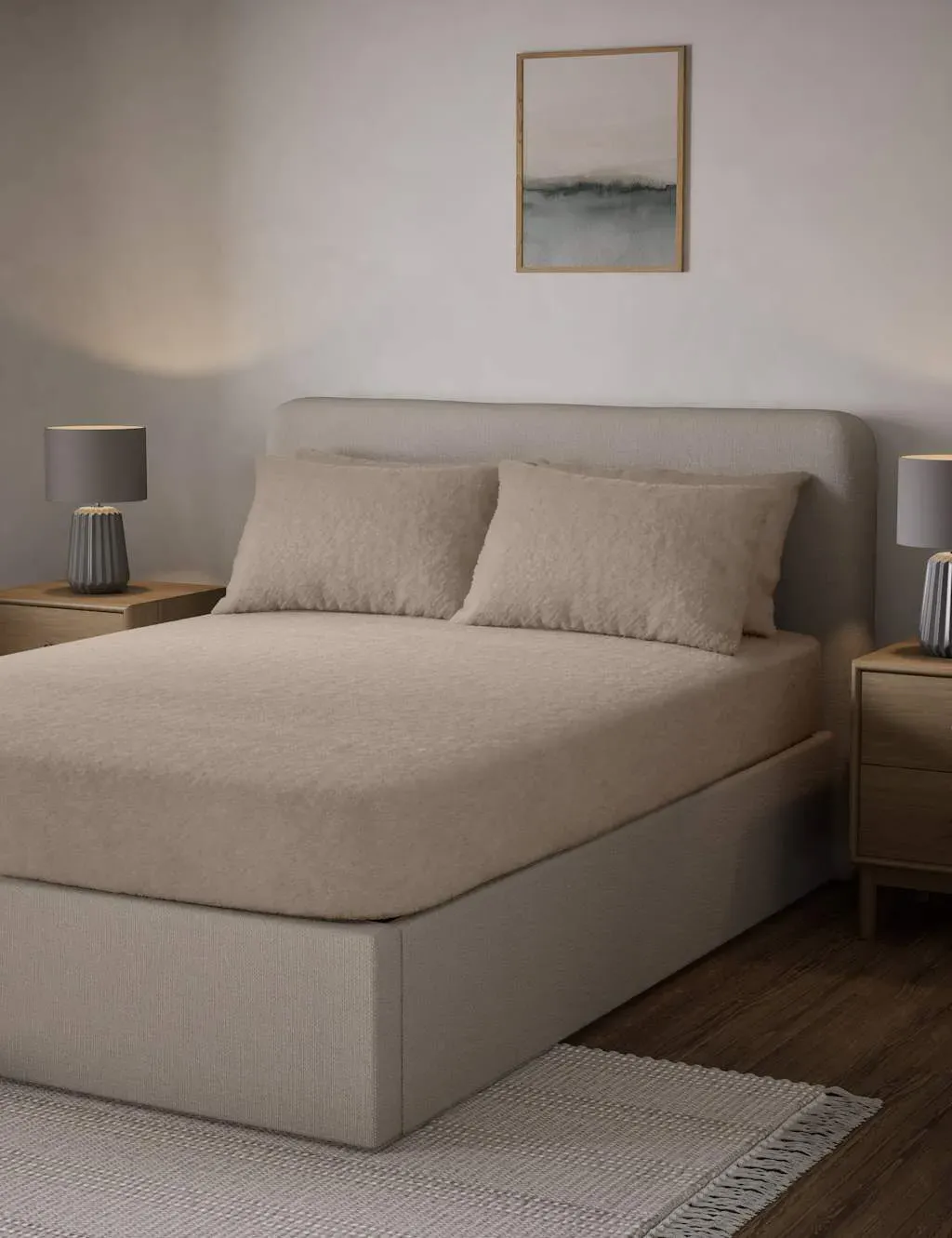 6FT Teddy Fleece Deep Fitted Sheet - Neutral